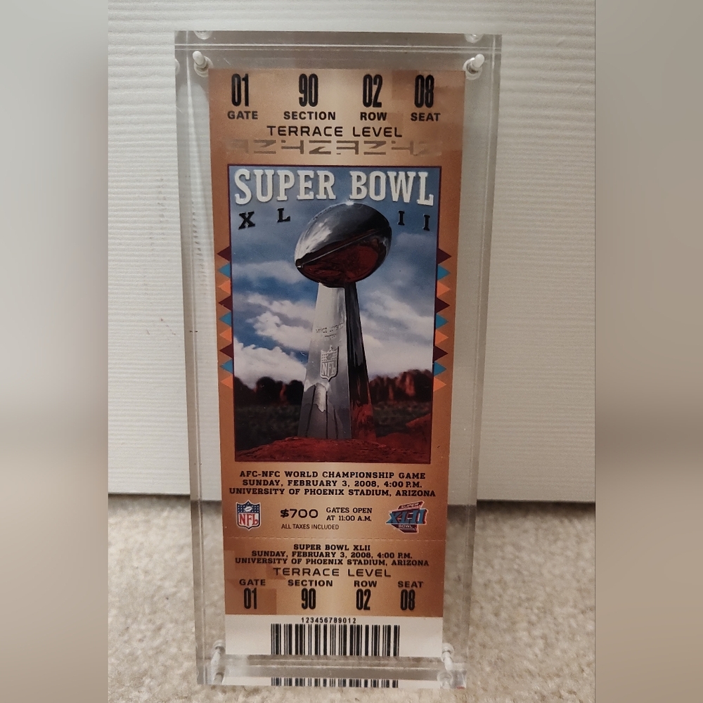 2008 NFL SUPER BOWL XLII (42) Authentic Ticket - MINT- NY Giants & NE Patriots